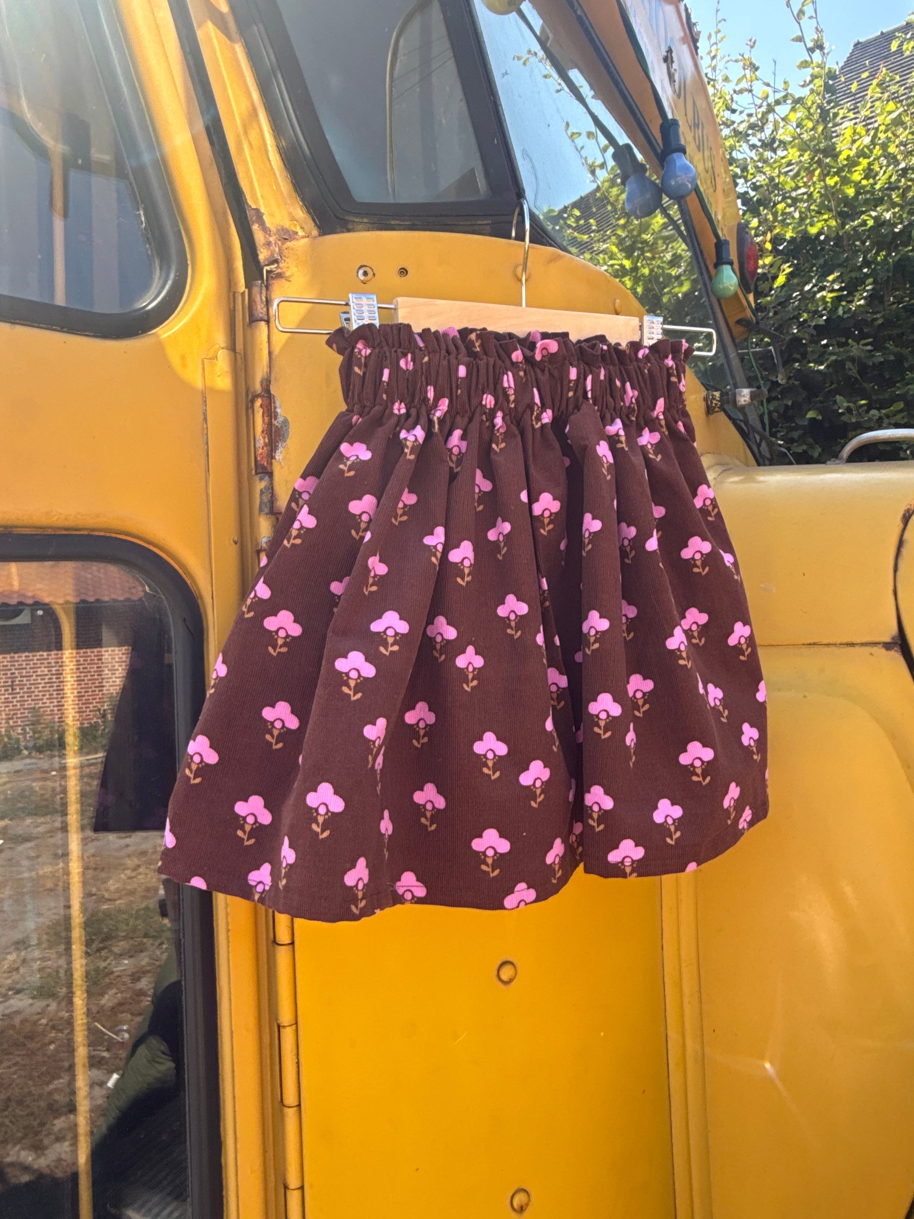 Flower rok rib fluweel