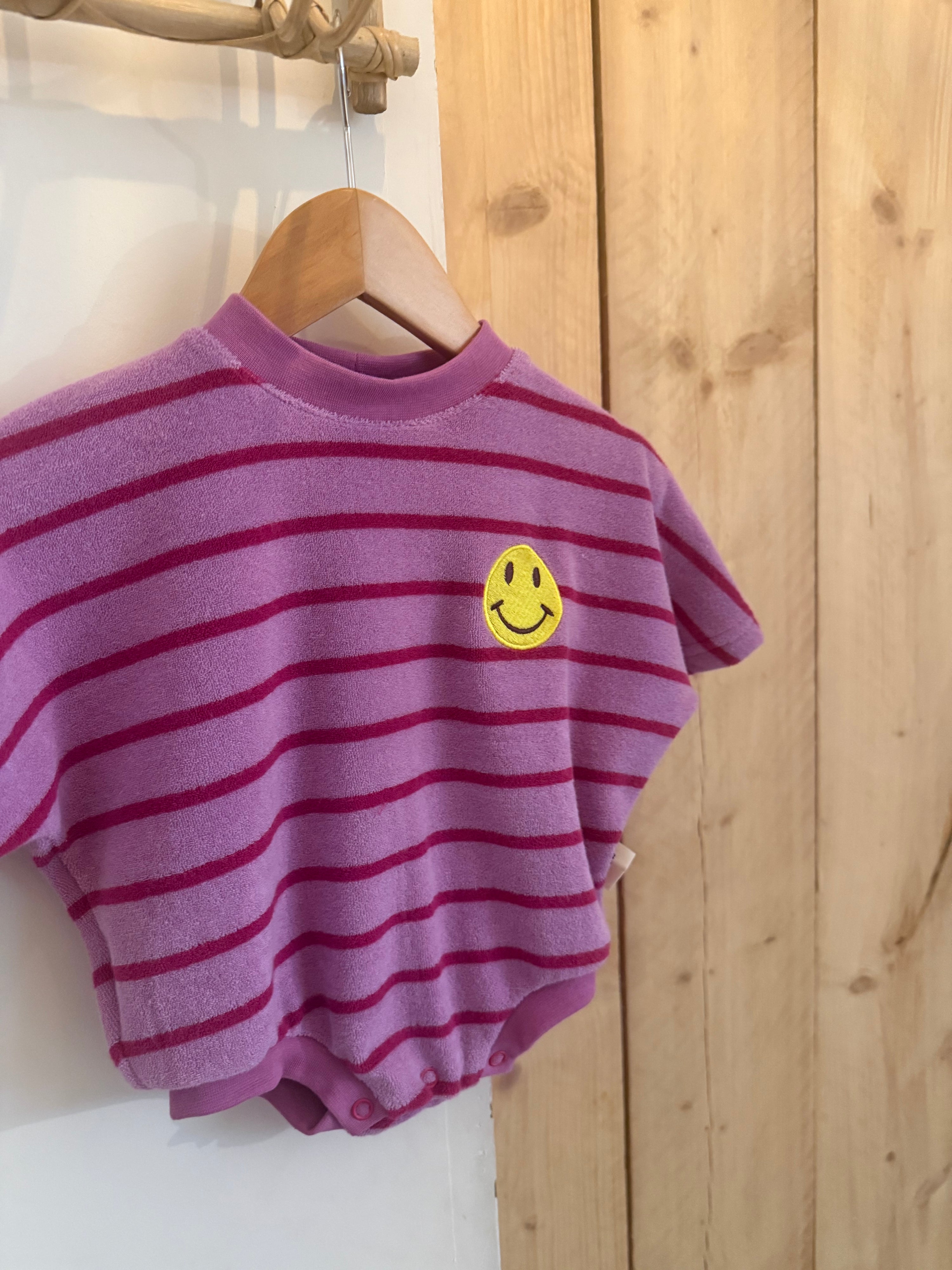 Romper smiley spons - pink