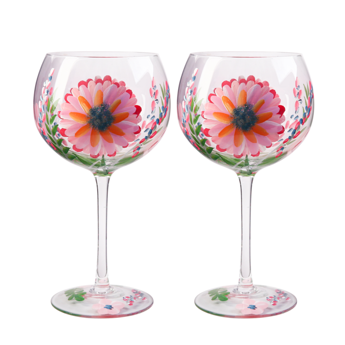 Gin glas - pink flower