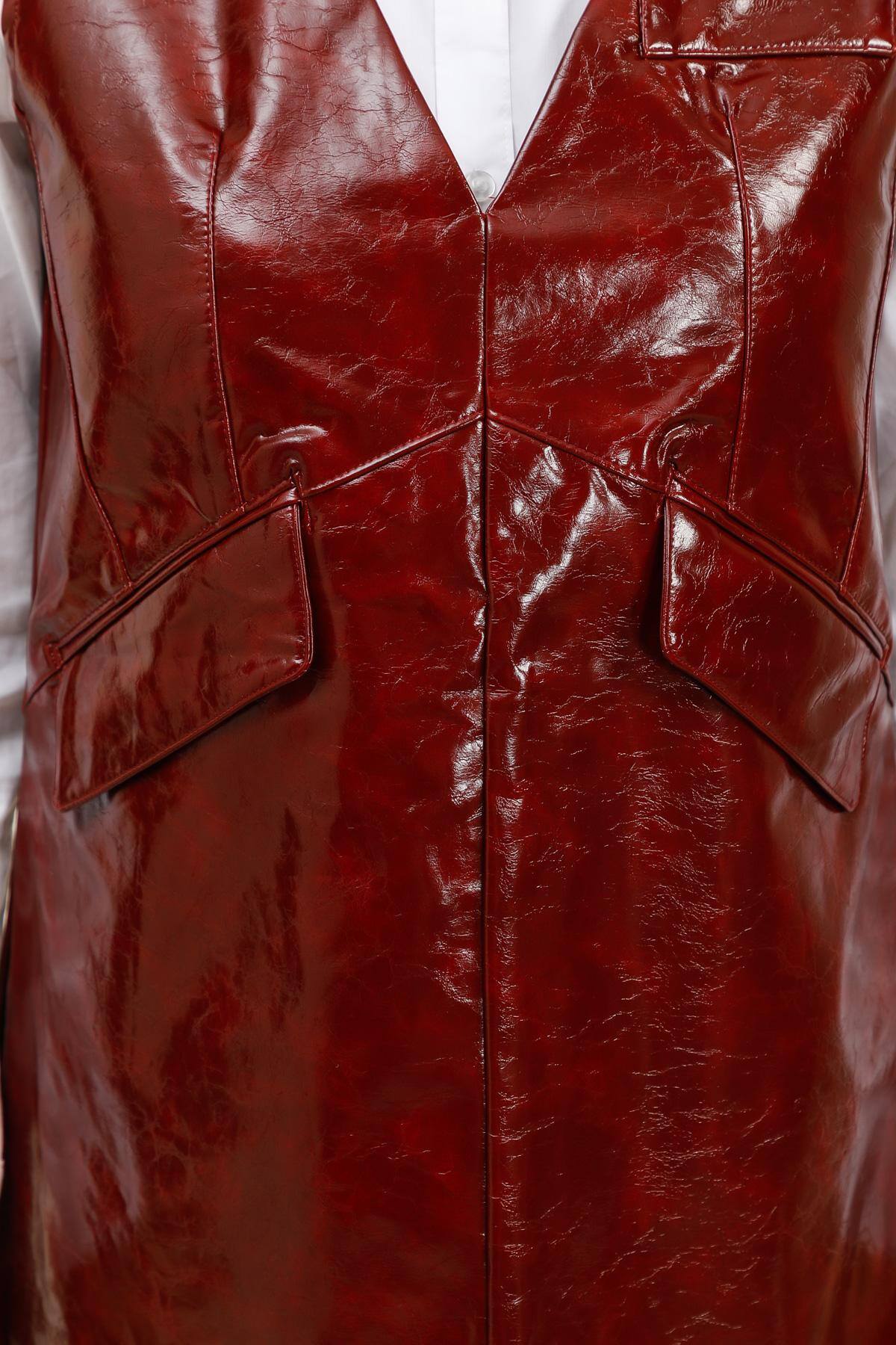 Jurk - leather wine red