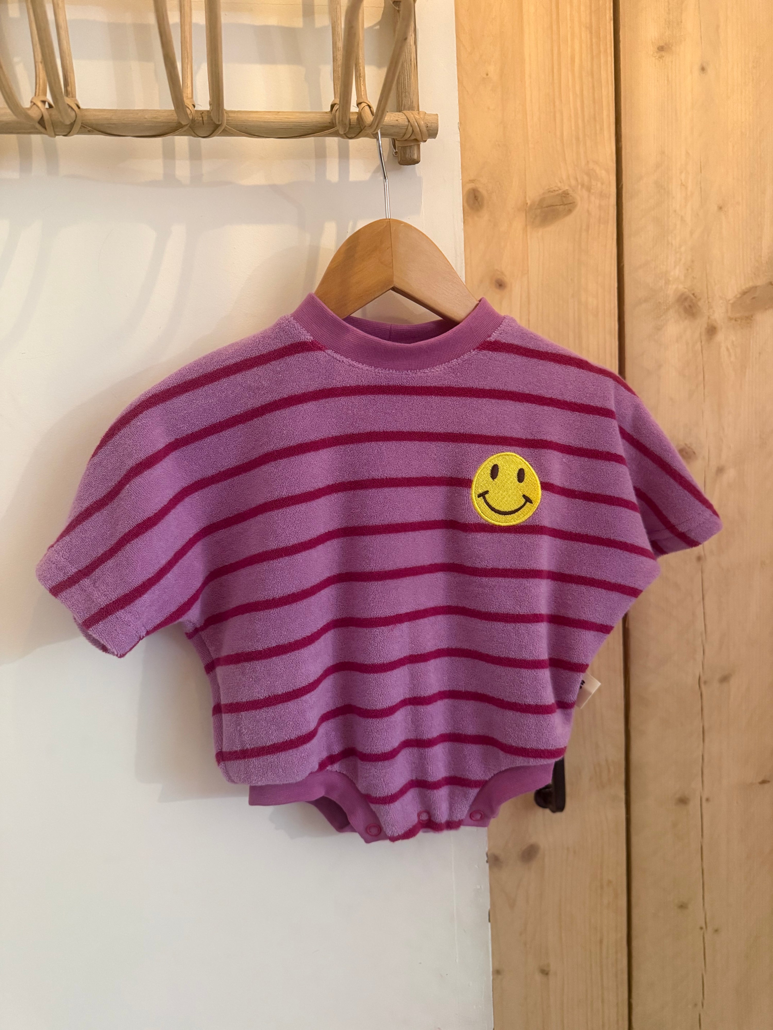 Romper smiley spons - pink