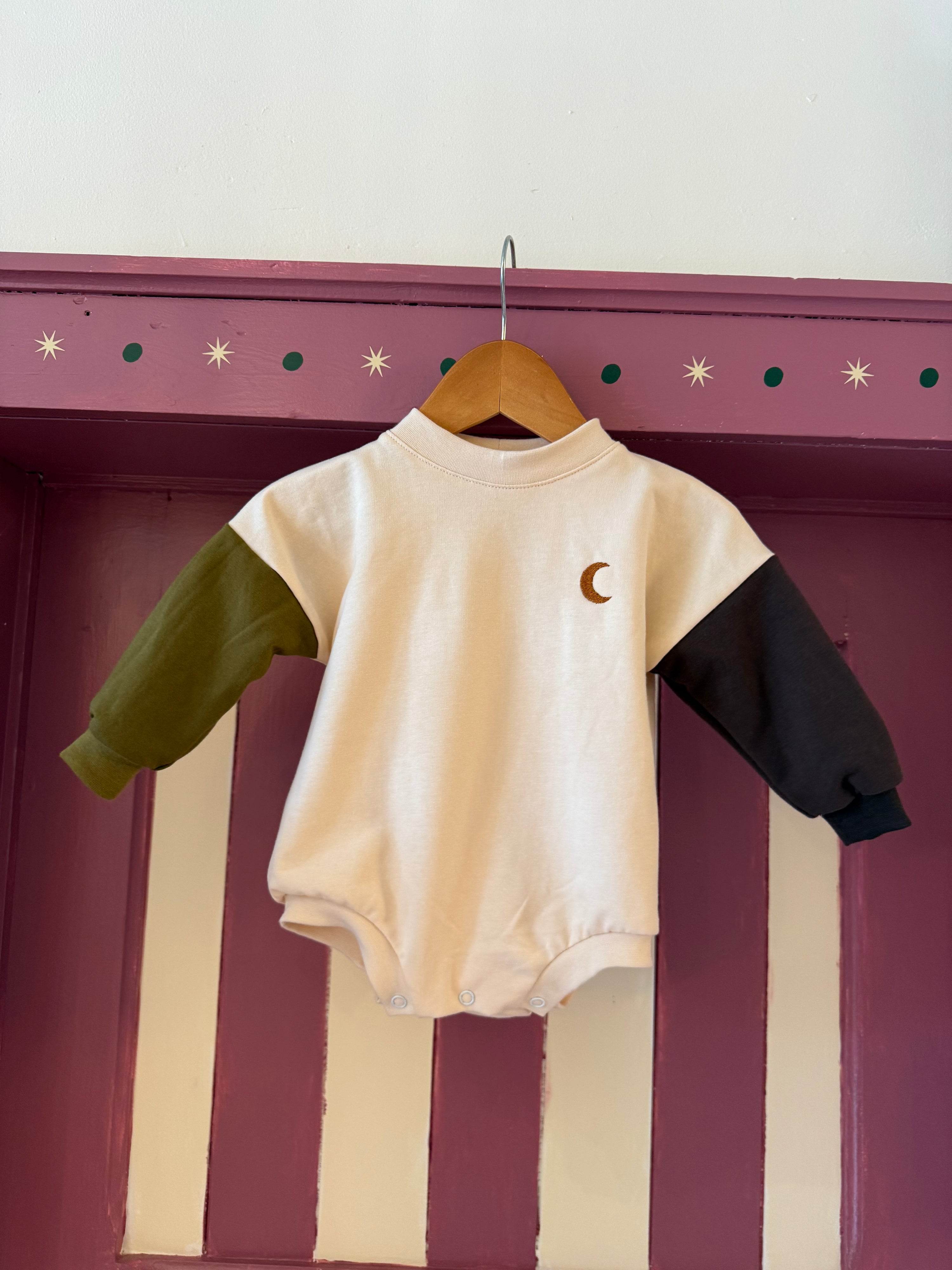 (Sweaterromper - moon colorblock bruin