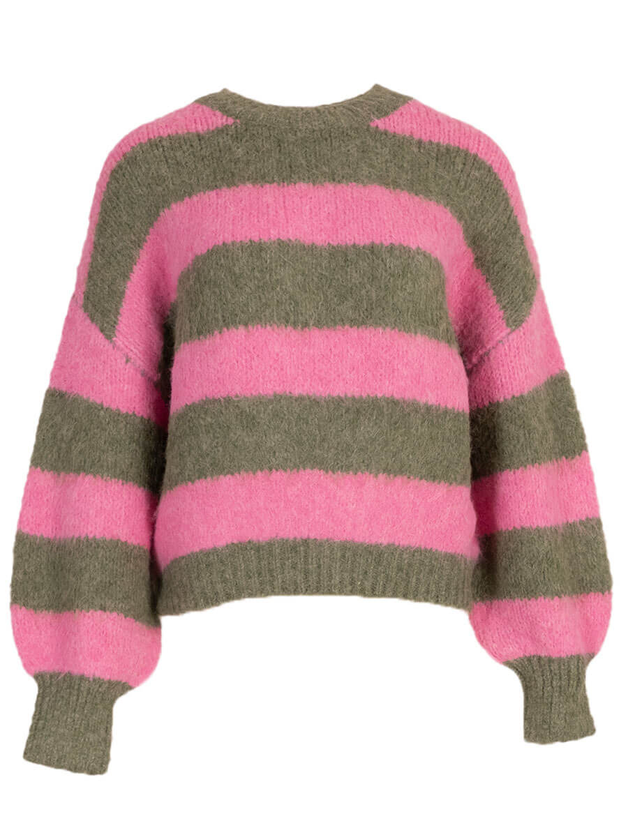 Stripe knitted pull - green/pink