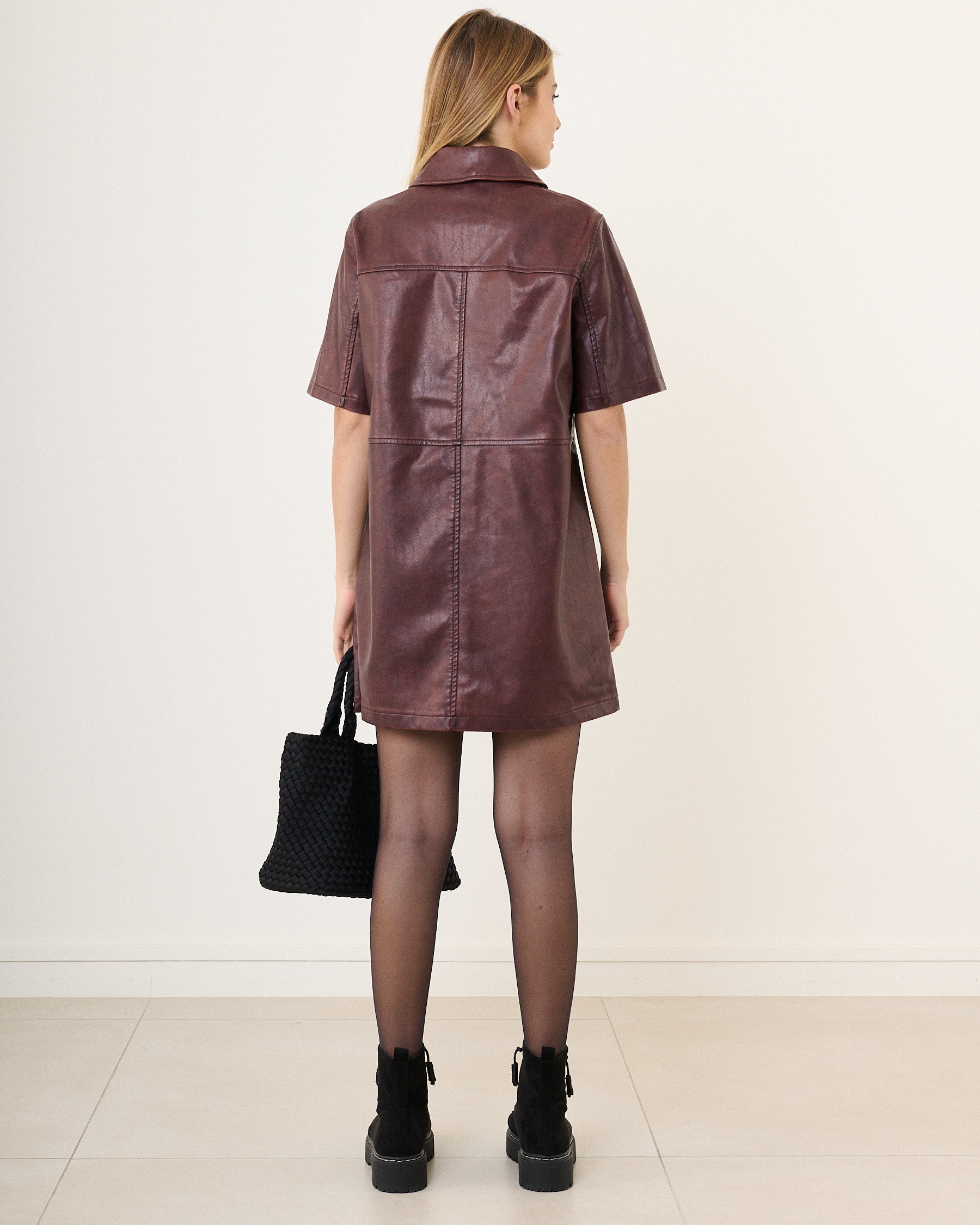 Jurk - leather weather bordeaux