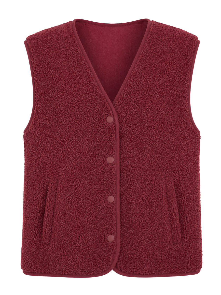 Gilet teddy - bordeaux