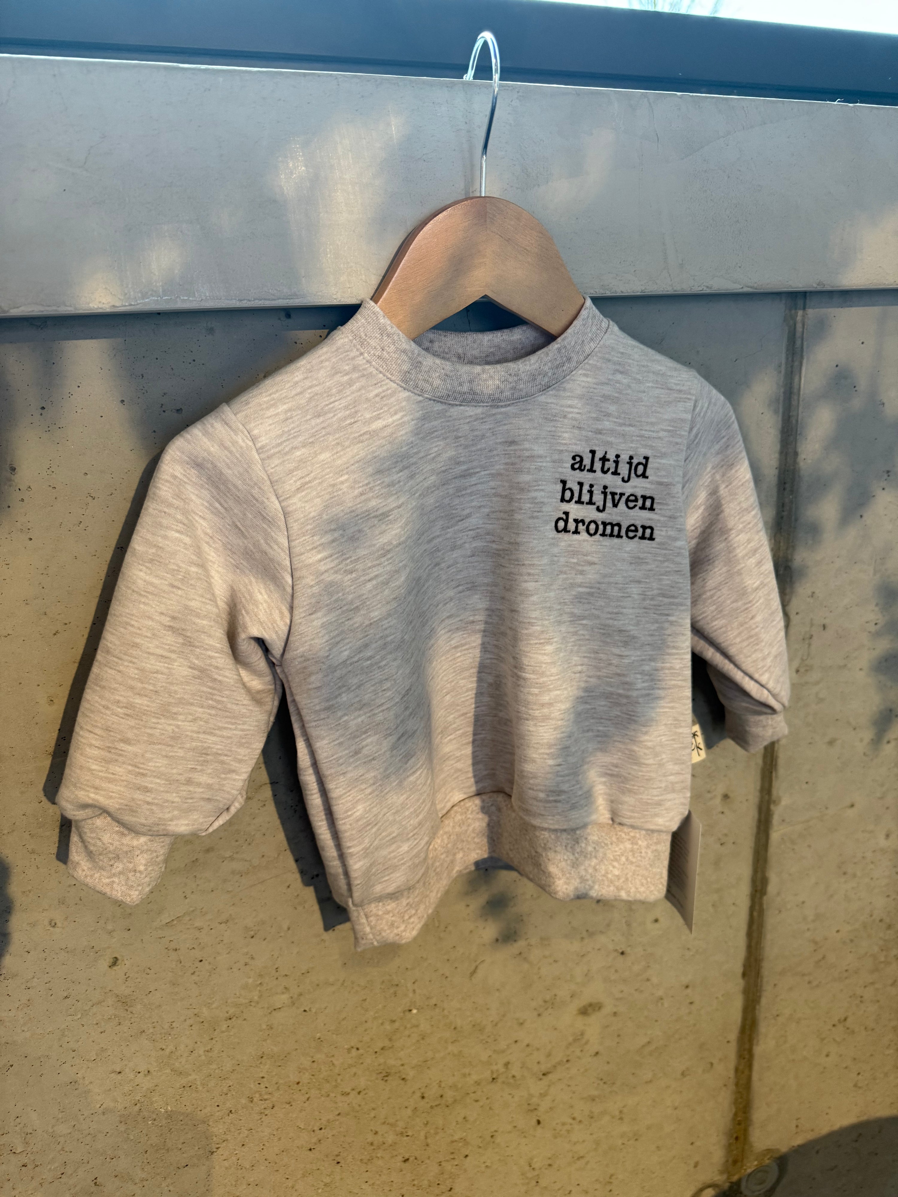 Sweater - melange beige altijd blijven dromen