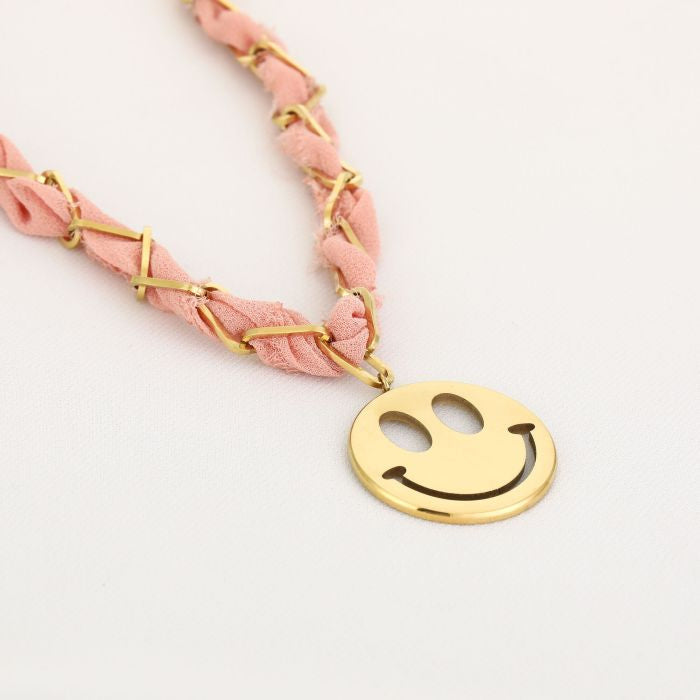 Ketting smiley lightpink