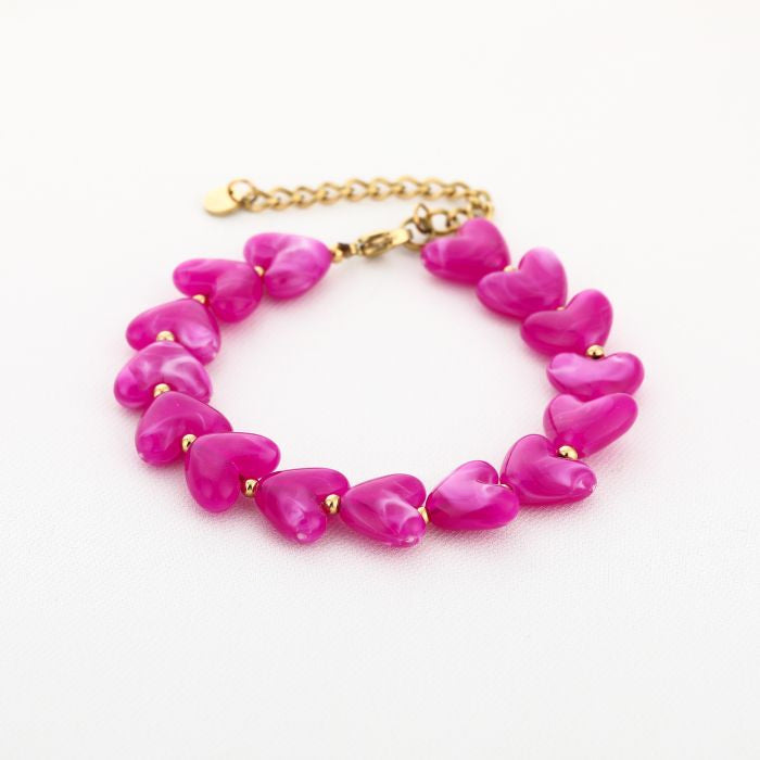 Armband heart fuchsia