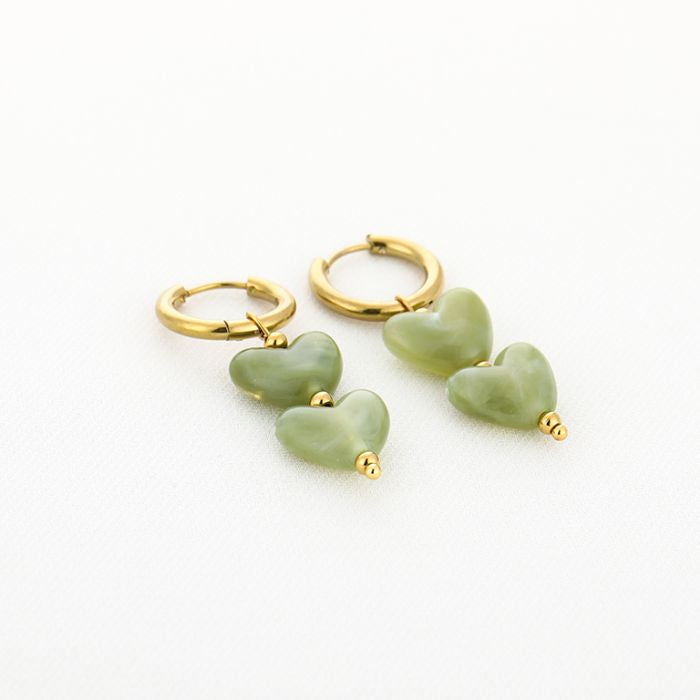 oorbellen heart green