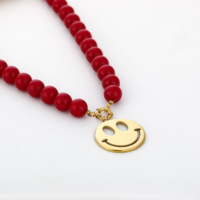 Ketting smiley red