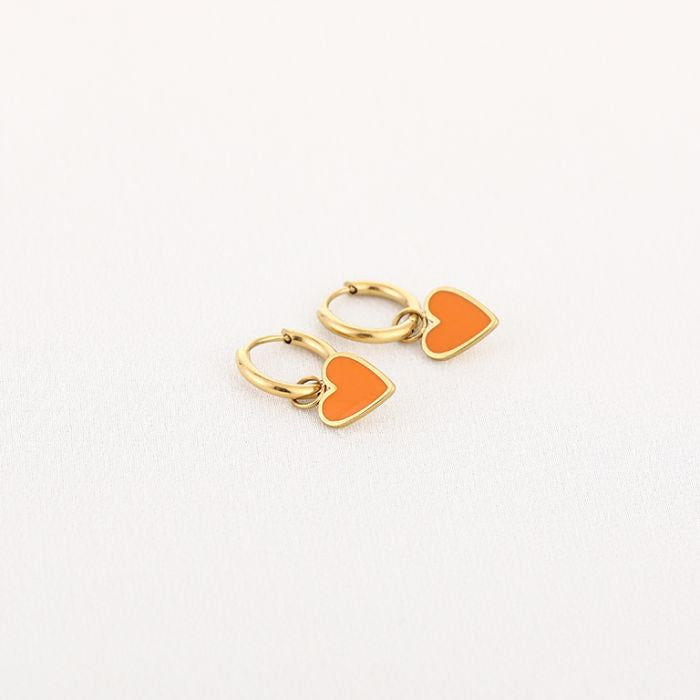 Oorbellen orange heart