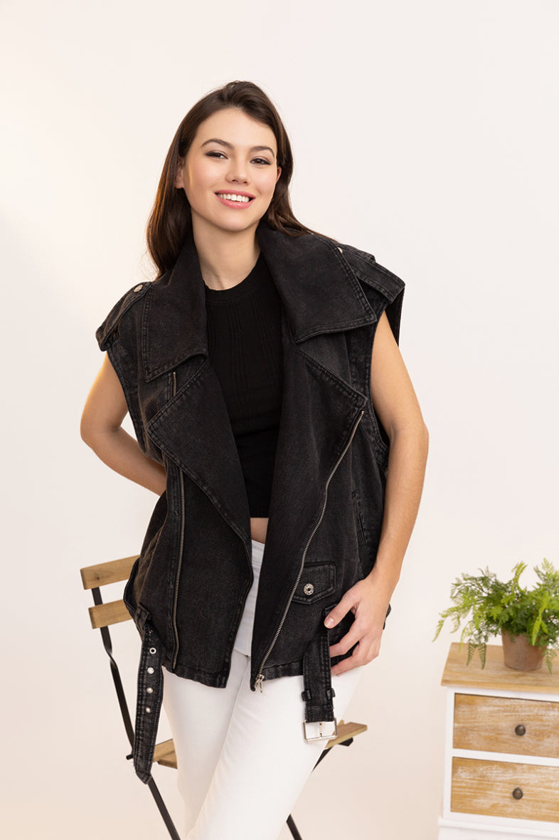 Jeans gilet - zwart