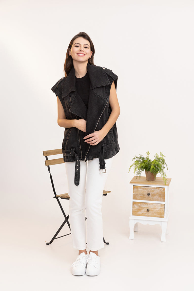 Jeans gilet - zwart