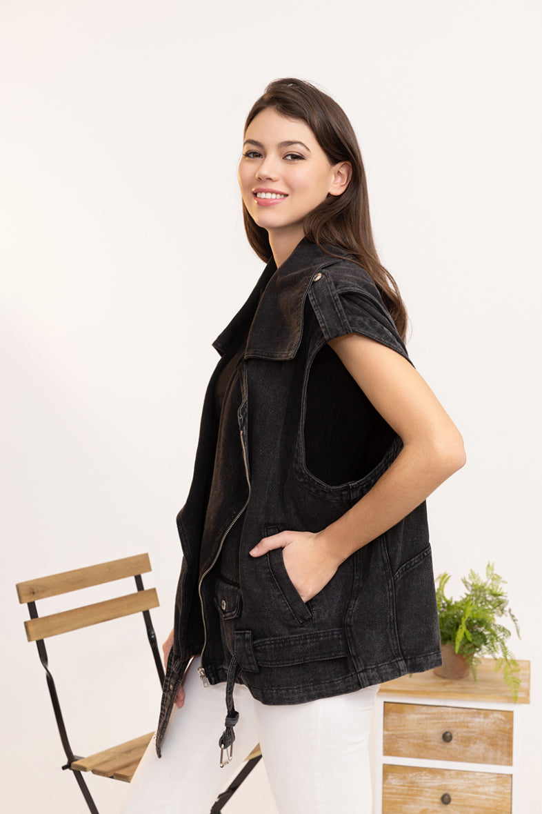 Jeans gilet - zwart