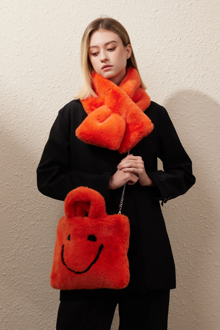 Fluffy smiley bag - small