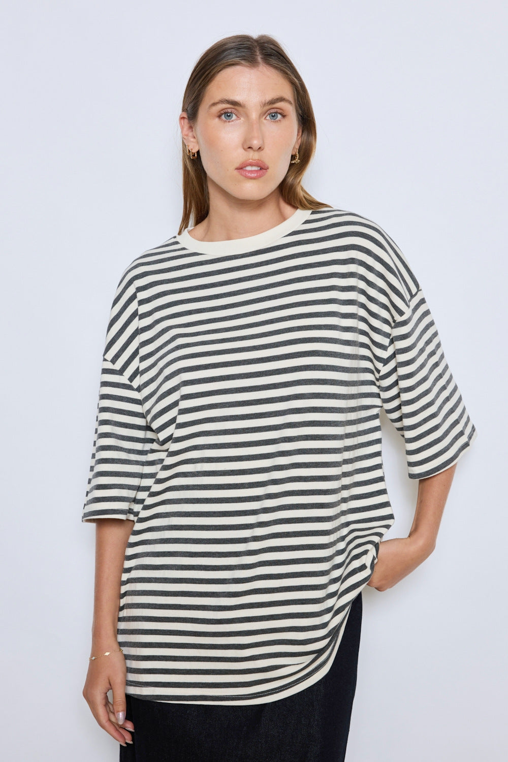 Shirt big striped - grey
