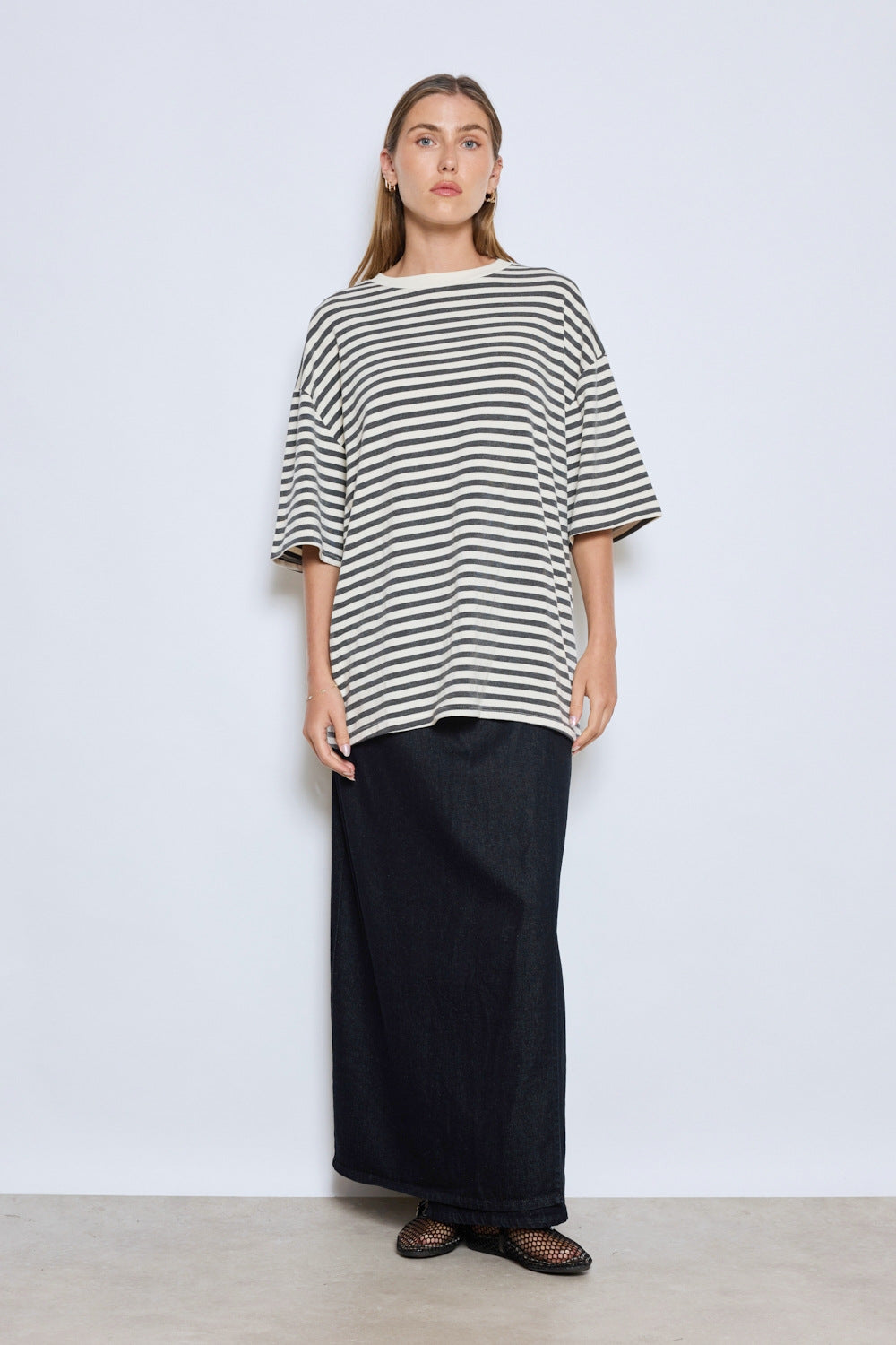 Shirt big striped - grey